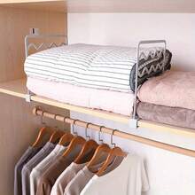 1pc Layered Wardrobe Divider, Thickened PP Material Sturdy And Durable, Vertical Layered Storage Doubles Space, Underwear Socks T-Shirts Classified And Stacked Clearly, Solves Wardrobe Height Waste And Inconvenient Access, Home And Dorm Storage Organizer - View 11