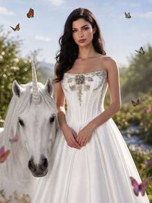 Elasola HEARBOBO Elegante vestido de novia blanco, vestido largo sin mangas de línea A con exquisitos detalles de cuentas, creando una celebración de boda de cuento de hadas en otoño - Blanco - Ver 3