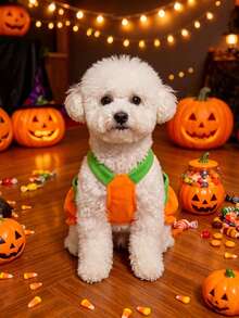 Halloween Pumpkin Pet Harness Dress, Funny Pumpkin Costume For Teddy, Bichon, Small Dogs And Cats - Orange - View 2