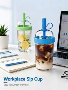 1pc 18oz/540ml Large Capacity Travel Mug, Reusable Portable Drinking Cup, Heat & Cold Resistant, Leak-Proof, Suitable For Home, Office, Outdoor Sports, Fashionable & Practical Water Cup, Gift For Students & Adults Daily Use - Multicolor - View 10