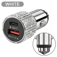 1件裝鑽石閃亮 2/4/6/8孔車用充電器，3合1充電線，快速充電，Type C、USB，車用轉接頭，USB A轉Type C、Type C轉Type C，相容手機、行車記錄器、GPS，男女適用，節日/生日禮物 - 彩色 - 查看 62