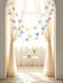 1/3/5pcs Holographic Iridescent Star Hanging Bunting Banner, Shiny Star Garland For Wedding, Birthday Party And Holiday Celebration Backdrop Decoration - Iridescent Star - View 6