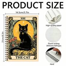 Funny Tarot Cat Notebook, 30 Sheets/60 Pages Lined Blank Notebook, Animal Notebook, Journal, Ideal Gift For Back To School And Christmas - A5 - View 5