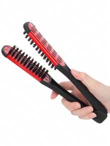 Styling Bristle Brush - Double Sided Hair Straightener Comb - Flat Iron Straightening Brush Comb For Smoothing And Styling Thick Curly Tangles Gently Remove - Multicolor - View 2