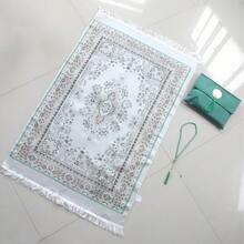 3-Piece Middle Eastern Style Floral Prayer Mat Set, Includes Storage Bag And Beaded Rope, Lightweight Comfortable Non-Slip Prayer Rug - Multicolor - View 5