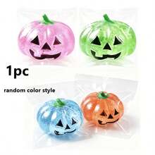 1pc Pumpkin-Shaped Stress Relief Squeeze Toy, Glitter Transparent Fingertip Sensory Toy, Halloween Party Decoration Gift, Children's Christmas Birthday Gift, Random Colors. - Multicolor - View 7