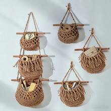 Bastone da parete staccabile a 3 ripiani, baule da stoccaggio stile boho minimalista nordico per giocattoli, chiavi, bicchieri - 1 pz - Visualizzare 10