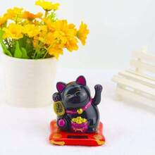 Maneki Neko Mewah Berkibar 2,5 Inci Bertenaga Surya, Mainan Kucing Keberuntungan Plastik untuk Dekorasi Mobil, Hadiah Liburan, Hadiah Ulang Tahun (Baterai Tidak Termasuk) - Satu-Ukuran - View 6