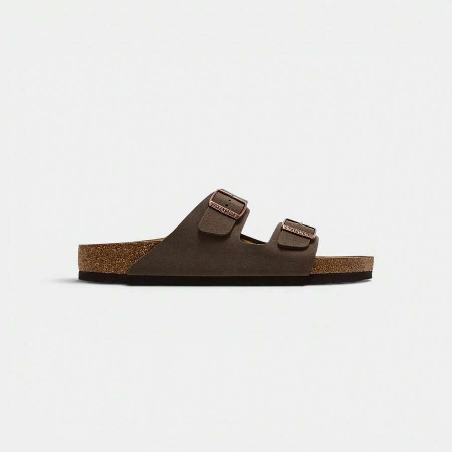 Birkenstock Arizona Birkibuc Mocha - White - View 1
