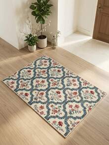 1pc Nordic Modern Fresh - French Romantic Aesthetic Floral Print Door Mat, Suitable For Bathroom, Kitchen, Entrance, Hallway, Bedside, Living Room, Bedroom, All-Season Machine Washable Soft Small Size Rug, Home Decor - Multicolor - View 2