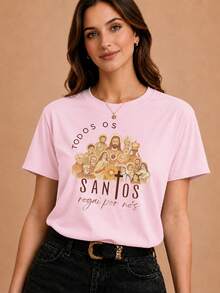 Camiseta Jesus Gospel Religiosa Unissex 100% Algodão Básica Casual Cristã Premium Lançamento Envio Imediato Varias Cores!! Do P ao GG - Rosa Bebê - Visão 1