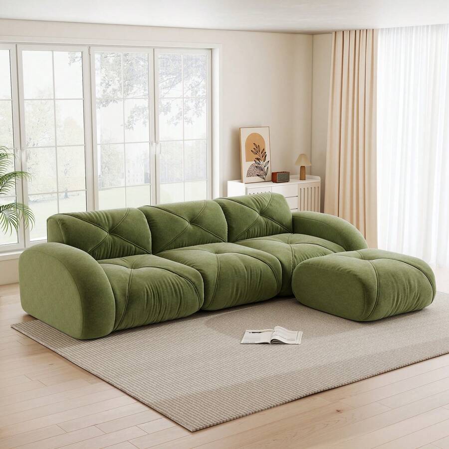 3 Seat Green Modular Sofa - L Shape Sofa - Green 3 Seat - 查看 1