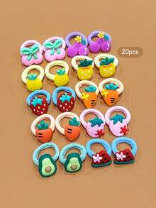 20pcs Random Color Fruit Hair Accessories Daily Decorative Hair Ties - Multicolor - View 4