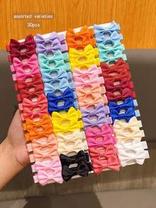 30pcs Random Color Hair Bows Daily Decorative Hair Clips - Multicolor - View 8