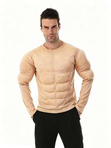 1pc Adult Fake Abs Muscle Costume, Cosplay Stage Performance Outfit - Apricot - View 1