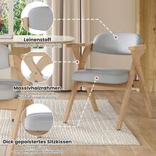 6 Folding Dining Chairs, Solid Wood Dining Chairs, Comfortable And Breathable, Foldable And Storage, Suitable For Dining Room, Living Room, Cafe, Modern Style, Linen, Gray, 63.5 X 66.5 X 76 Cm - Grey - View 2