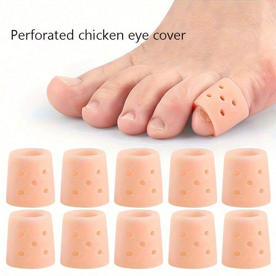 2/4/6/8/15pcs Silicone Toe Caps - Breathable Perforated Toe Caps, Suitable For Running, Hiking, Skating And Dancing - Soft Elastic Hand Washable Design Finger Caps, Skin Color, Finger And Toe Protection Caps - Toe Protector - View 1