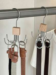 3/2/1pc Closet 6-Hooks Belt Holder Rack With 360° Rotatable, Metal Storage Hanger Organizer, Cap Holder Rack, Bra Holder Rack, Tie Holder Rack, Belt Holder Rack, Scarf Holder Rack, Storage Hooks, Suitable For Dorm Closet, Home, Campus, Hotel, Etc., Portable Travel Hooks - Multicolor - View 6