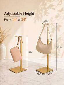 1/2/3pcs Stainless Steel Anti-Rust Adjustable Height Bag Hanger, Multi-Function Storage Rack For Bags, Jewelry, Necklaces, Space-Saving For Closet, Vanity, Boutique, Durable For Home & Commercial Use - 7-head Bending Of Round Inner Rod - View 7