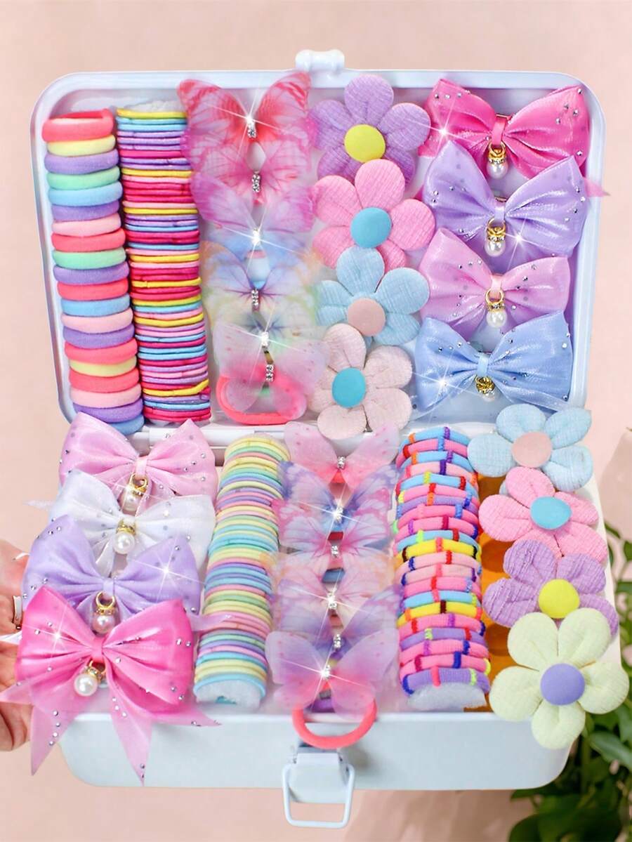 8/162/Pcs/Set Flower & Bow Colorful Hair Accessories Set, Sweet Hair Accessories - Suitable For Girls And Women, Daily Essential - Multicolor - View 1