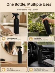 500ml/16.9oz Professional Refillable Spray Bottle - Salon Grade Heavy Duty Sprayer, Suitable For Hair Styling, Home Cleaning And Garden Plants | Leak-Proof Adjustable Nozzle (3 Spray Modes) - Black - View 5