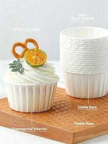 50pcs Muffin Cup Liners Cupcake Wrappers With Foil Rim For Gathering With Family & Friends Back To School - White - View 9