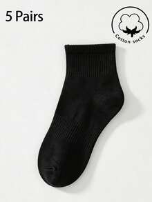 1/5/10/20 Pairs Of Women's Crew Cotton Socks,White/Black,Cute,Girls' Socks,Autumn/Winter/Spring/Summer,Soft,Random Color For Sports/Daily - Multicolor - View 13
