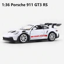 Burago 1:36 比例 Porsche 911 GT3 RS 白色/灰色鋅合金壓鑄模型車，創意模型玩具/裝飾品，適合青少年與成人收藏，可作為桌面裝飾，是完美的節日禮物 - 彩色 - 查看 8