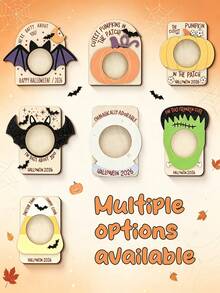 Magnetic Wooden Photo Frame, Halloween Photo Wooden Frame Decoration, Durable Wooden Home Party Gift, With Rope Hole For Easy Hanging, Halloween Souvenir, Holiday Fireplace Decoration, Fun Handmade Style - Multicolor - View 11