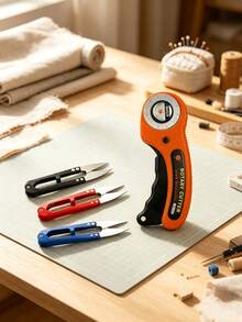 Random Style & Color Sharp Smooth Rotary Cutter, Suitable For Sewing, DIY Fabric Crafts, Christmas, Lace, Back To School, Colorful Sets, School, Sewing, Crochet Knitting, Sewing Supplies, Fabric, Wedding, Handmade Crafts, School Supplies (Select Single Accessory Does Not Include Main Product) - One Size - View 2