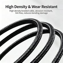 كابل شحن سريع USB Type-C، كابل شحن وبيانات USB-A إلى USB-C (مضفر من النايلون 33 قدم/6.6 قدم/10 قدم)، متوافق مع Galaxy S25/24/S23/S22/S21، الهواتف، متوافق مع iPhone 16/16 ProMax/15 Plus/15 Pro/15 Max، متوافق مع Redmi والهواتف وهواتف Android الأخرى كابل شحن - الأسود - مشاهدة 3