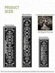 1pc, Theme Table Runner, Viking Style Printed Microwave Dust Cover, Protective Cover, Rectangular Tablecloth, Washable, Suitable For Home Dinner, Coffee Table, Kitchen And Dining Room Decor, Dining Table Decoration Party, Home Decor, Outdoor Patio Table Runner Decoration, Entryway Decor, Fireplace Cloth Decoration - Black - View 5
