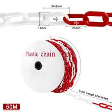 Plastic Chain, 25 M / 50 M Red And White Barrier Chain, 6 Mm Thick Visible Link Chain For Parking Areas, Outdoor Spaces And Surface Marking - A - View 6