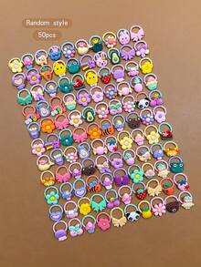 50pcs Random Style Colorful Daily Decorative Hair Ties - Multicolor - View 5
