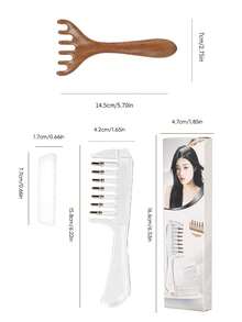 2pcs Home Hair Care Set, Transparent Essential Oil Applicator Comb With Solid Wood 5-Prong Scalp Massage Claw, Relaxing Head Massage Tool To Boost Essence Absorption, Portable Hair Care Tool, Essential Oil Not Included - Multicolor - View 9