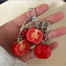 1pc New Cross-Border Funny Cute Realistic Tomato Keychain Pendant Gift For Best Friend And Friend Versatile Accessory - Multicolor - View 7
