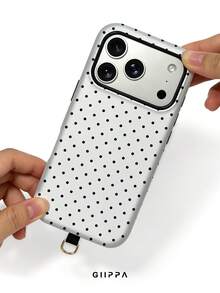 GIIPPA 1套白色背景黑色波點圖案設計，Phone 17 Pro Max手機殼+平板保護套，相容於Phone 16 Pro Max、15 Pro Max、14 Pro Max，韓式高端時尚趣味手機殼，相容於11/12/13/14/15/28 Pro Max Plus，優雅設計適合男女使用，聖誕節、情人節、復活節、婚禮季和生日送給女友的完美禮物！ - 白色 - 查看 6