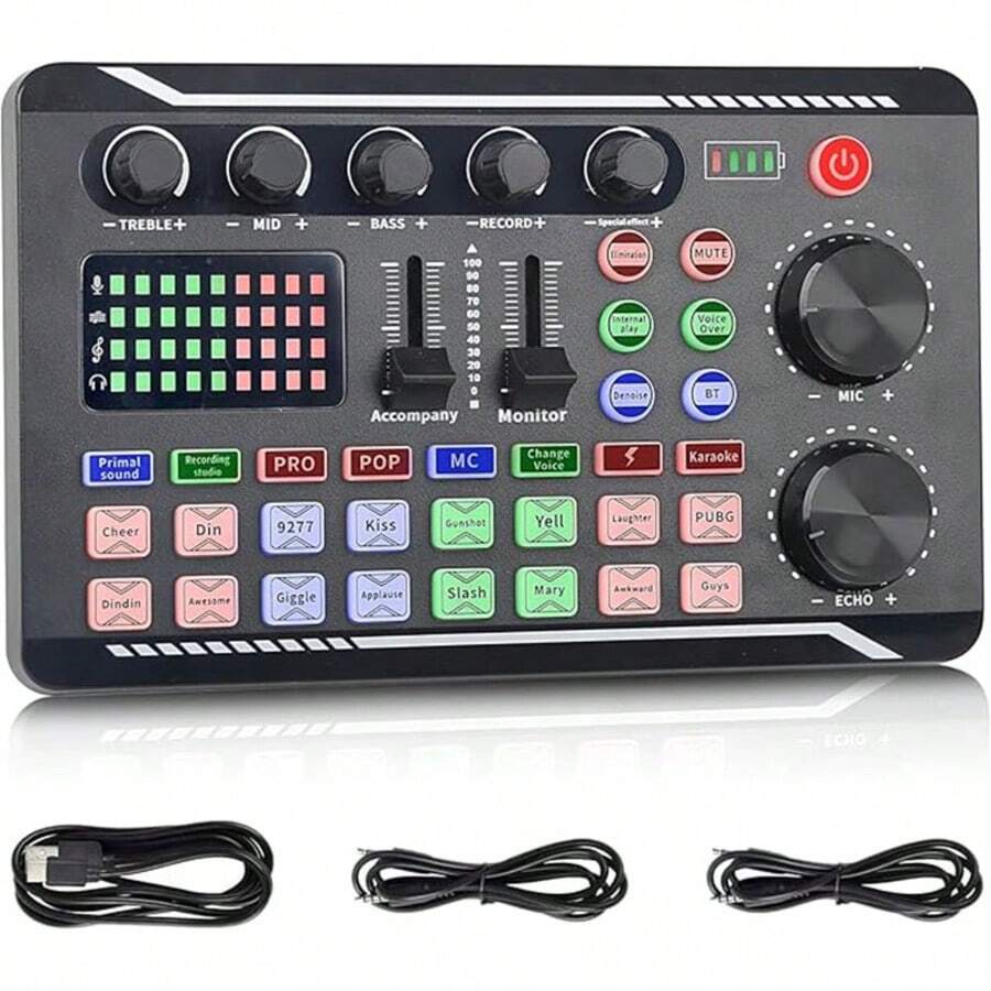 Professional Live Sound Card, Mixer With DJ Mixing Effects And Audio Interface, Voice Changer - Streaming/Podcast/Gaming Studio Equipment