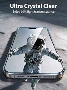 4 buah Pelindung Layar Kaca Tempered Definisi Tinggi Pemasangan Bebas Debu Sekali Klik Kompatibel dengan iPhone 18 17 Pro Max 16 15 14 Plus 13 12 11 Series 9H Cetak Sutra Aluminium Tinggi Kekuatan Tinggi Pelindung Layar Anti-Ledakan Anti-Gores Anti-Debu Bebas Gelembung Dengan Jaring Debu Earphone Penyerapan Otomatis Pemasangan Mudah Film Pelindung - Clear - View 8