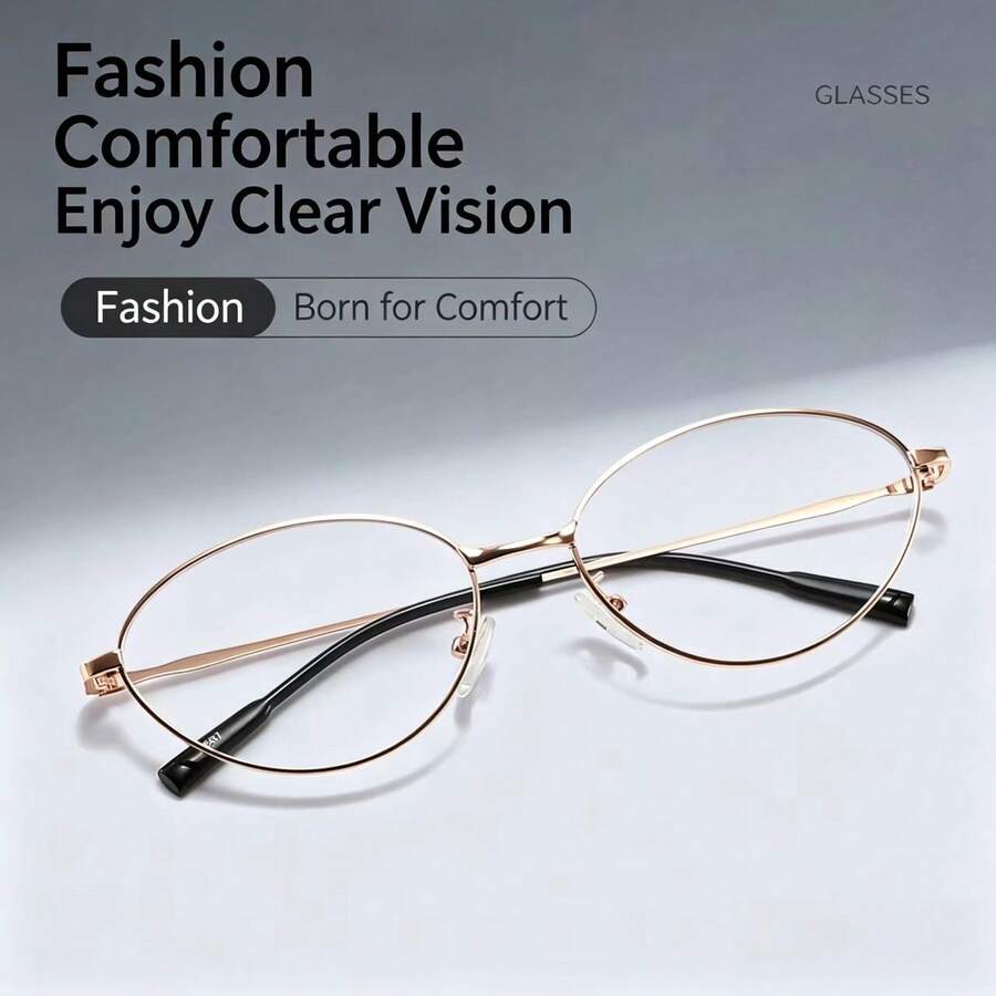 1pc Vintage Exquisite Y2K Cat Eye Women's Non-Prescription Computer Glasses, PC Lens, Anti-Fatigue, Metal Frame, Decorative Casual Eyewear - Multicolor - View 1