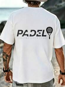 Padel Racket Graphic Print T-Shirt 100% Cotton 180 G/M² Crew Neck Breathable Regular Fit Summer Sports Leisure Shirt - 白色 - 查看 4
