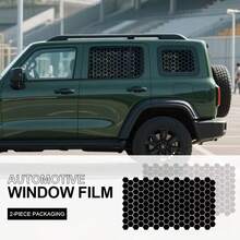 2 Pieces Set Of GM Window Film Decoration, Self-Adhesive Hexagonal Honeycomb Vinyl Stickers, Truck Side Window Honeycomb Stickers, Waterproof, Sunproof, Scratch-Resistant, Durable Stickers, Classic Pattern Design - A - View 6