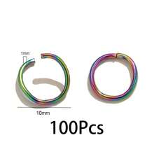 100 piezas de anillos abiertos de acero inoxidable, color degradado estilo punk para hacer joyas, accesorios DIY, conectores de anillos dobles abiertos - Degradado - Ver 9