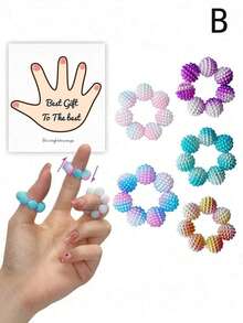 Adjustable Sensory Bead Toys, Multiple Colors Available, Suitable For Adults, Sensory Toys, Finger Toys Rings, Creative Magnetic Toys, Office Focus And Relaxation Rings - Multicolor - View 6