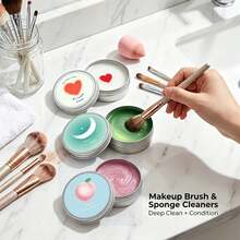 1pc Makeup Brush Cleaning Solid Soap, 3 Designs: Heart, Peach Oolong, Moonfall, Gentle Formula, Powerful Oil Removal, Doesn't Damage Bristles, Removes Makeup Residue And Oil, Gentle Care For Foundation Brushes, Eyeshadow Brushes And Makeup Accessories, Aesthetic Design, Suitable For Home, Salon And Travel, Back To School Gift, Ramadan Gift, Saudi National Day Gift, Women's Gift, Halloween Gift, Christmas Gift - Multicolor - View 11