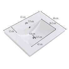 Badmöbel Einzelwaschtisch,Waschtischunterschrank 60 Cm Mit Keramikwaschbecken,Mit Ablage,Weiß - White - View 4