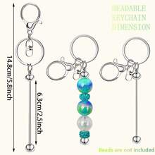 5pcs Blank Beaded Keychains, Suitable For Making Keychains, Bag Charms And DIY Crafts, Unisex, Also An Ideal Choice For Holiday Or Birthday Gifts. - 8-bead Clasp - View 2