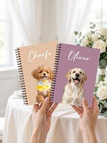 1pc Personalized Pet Spiral Notebook, Custom Dog Photo And Text Journal Notebook, Custom Puppy Sketch Cover Notepad, Pet Lover Gift For School Office Daily Notes, Unique Keepsake Gift For Dog Owners - Multicolor - View 5