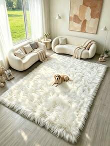 1 pieza Alfombra de peluche blanca, Alfombra de sala de estar, Alfombra de área, Alfombra grande, Felpudo, Alfombra grande de sala de estar - Blanco - Ver 2