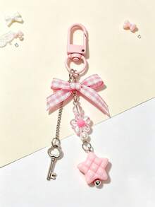 1pc Plaid Bow & Star Backpack Charm, Sweet Girly Bag Pendant, Versatile Hanging Accessory - Multicolor - View 8